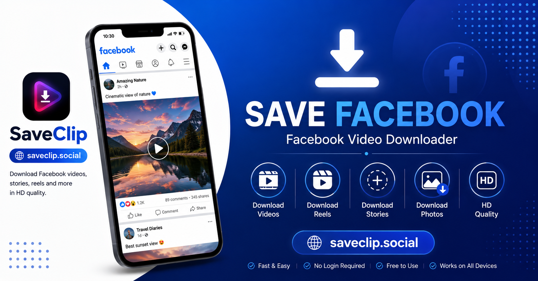 SaveClip Facebook Downloader Banner