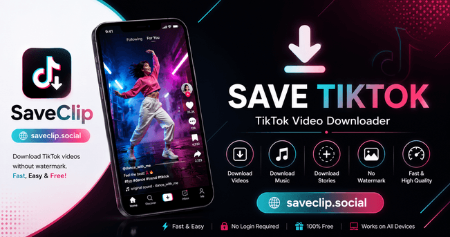 SaveClip TikTok Downloader Mockup